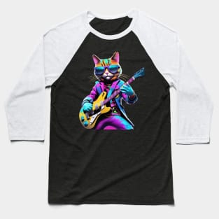 A Cat Who Is The Essence Of A Cool And Funky Guitarist Baseball T-Shirt